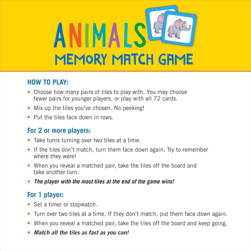 Animal Memory Card Game